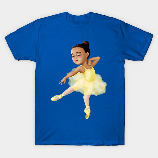 Cute Yellow Ballerina African American Black Girl Dancer T-Shirt by Irene Koh Studio